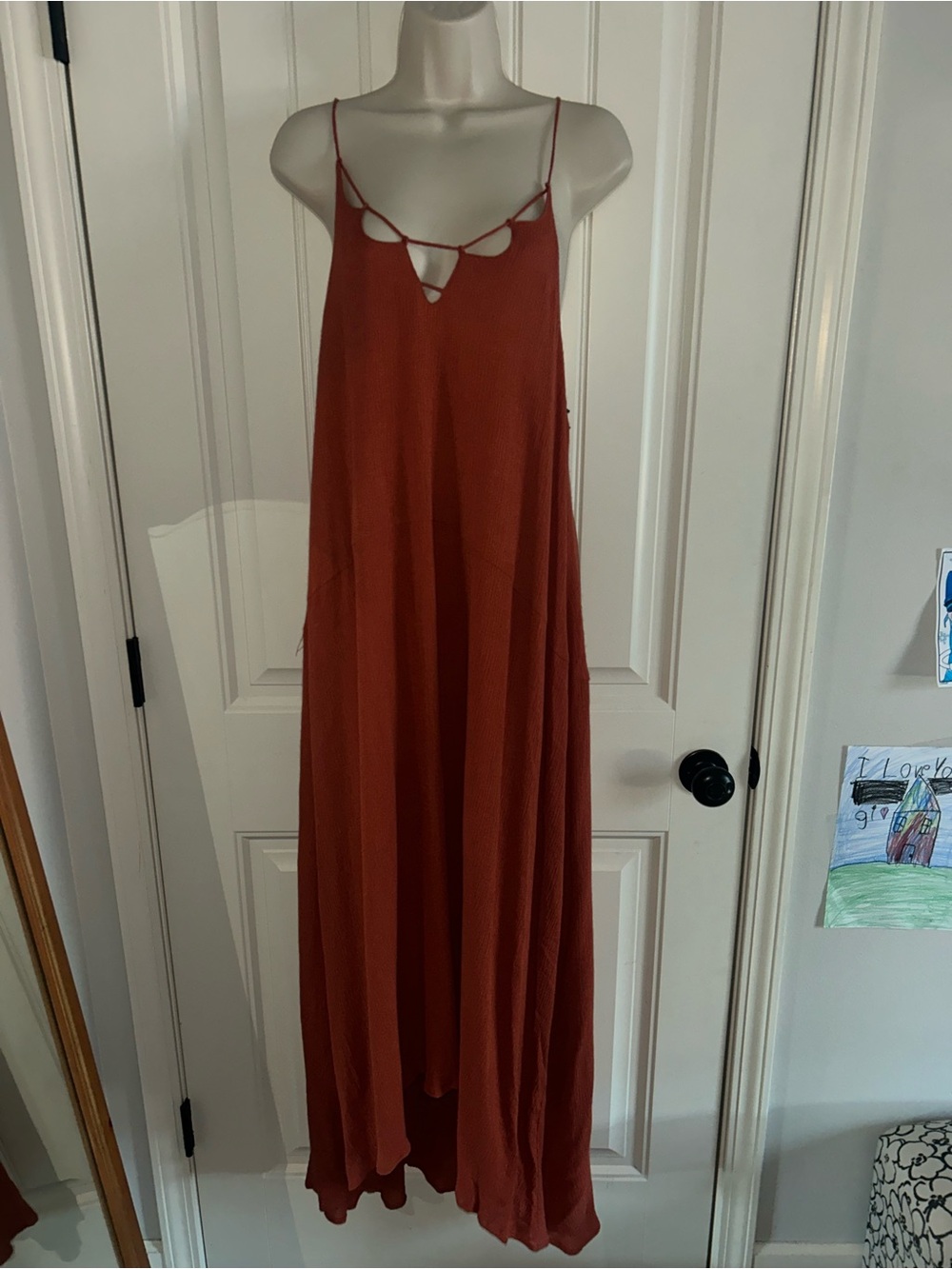 NEW Astr Rust Orange Spaghetti-Strap Maxi Dress Sz M